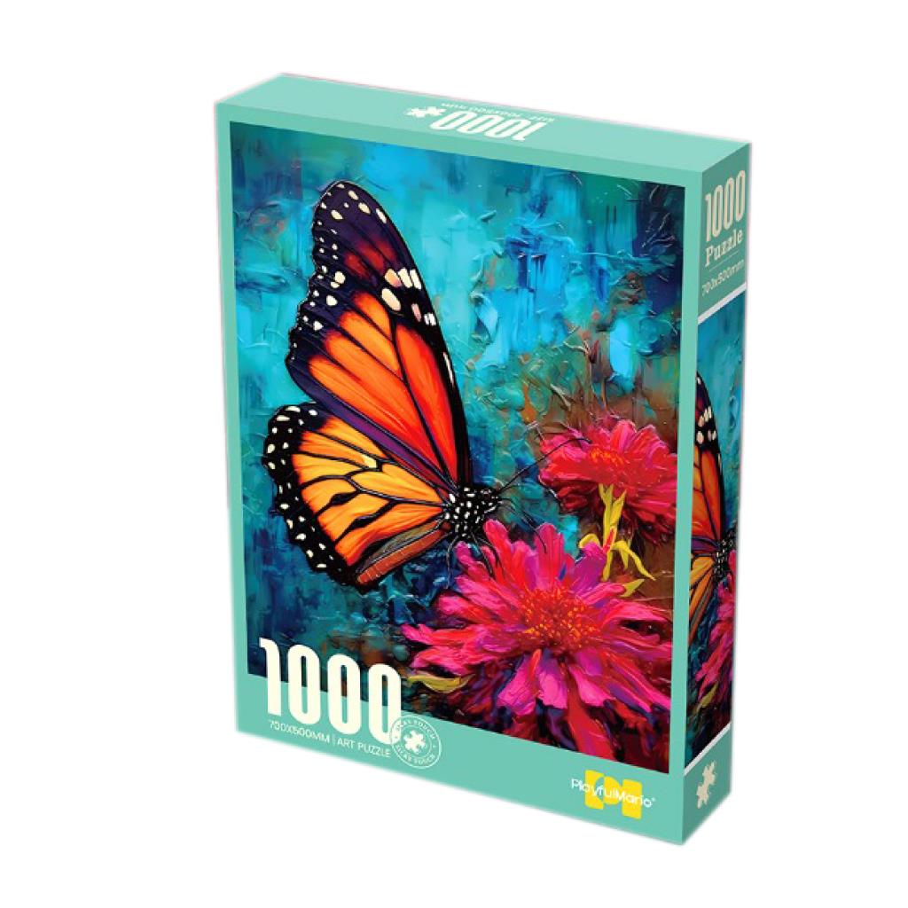 1000 Piece Jigsaw Puzzle – Butterfly Sniffing Flowers